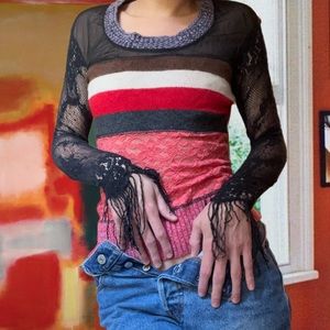 CUSTO BARCELONA 〰️ Rare Mesh Panels Top